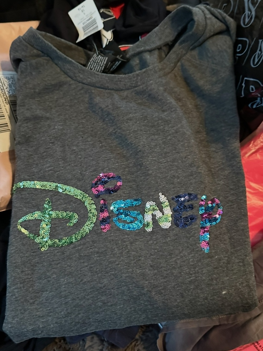 NWT Disney Gray sweatshirt with Multicolor Sequin Accent